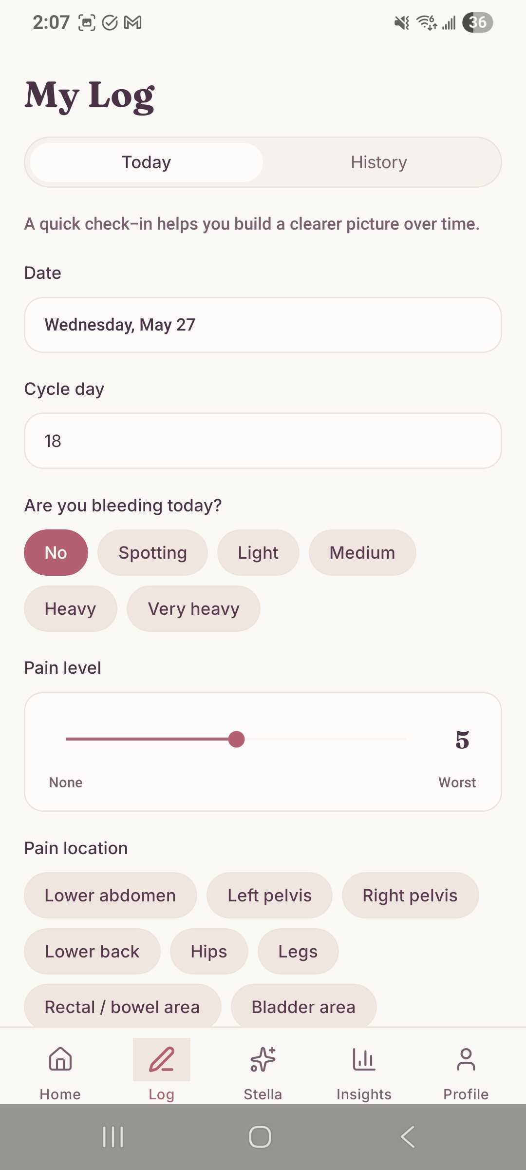 Daily endometriosis symptom tracker and health journal